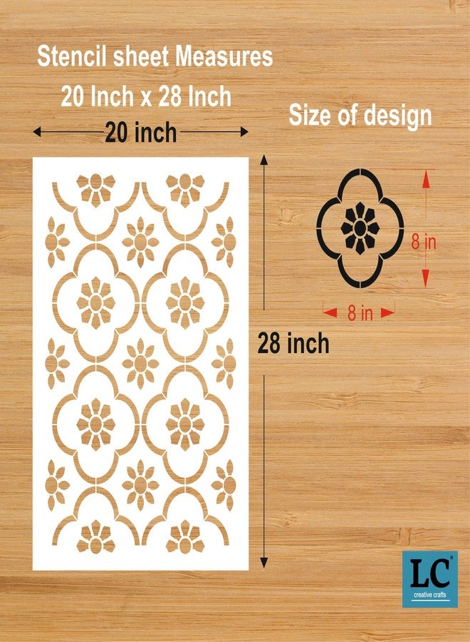 LC Creative Crafts استنسل تصميم جداري بزخارف زهور هندسية | استنسل جداري على الطراز المغربي الحديث | استنسل جداري بتصميم زهور عرقية (20 بوصة × 28 بوصة) -LC000354 (GEO02) - Image 2